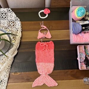 Pink Mermaid Knit Outfit Set